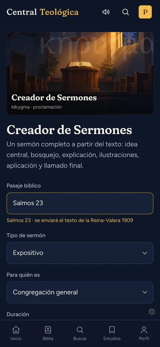 Formulario del Creador de Sermones